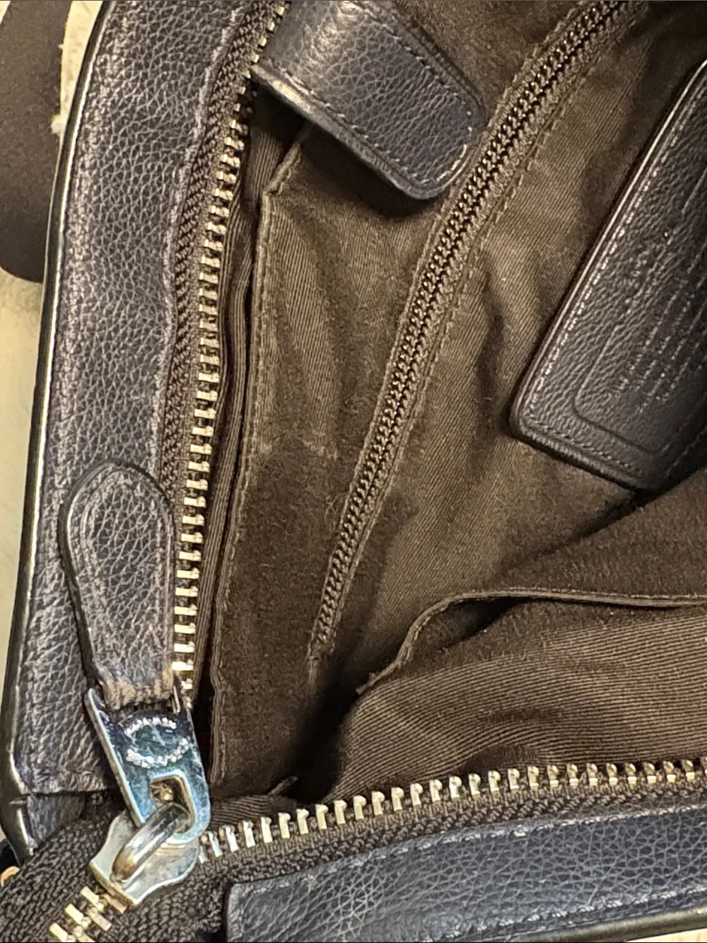 Coach Two-Tone Blue and Black Leather Messenger Bag